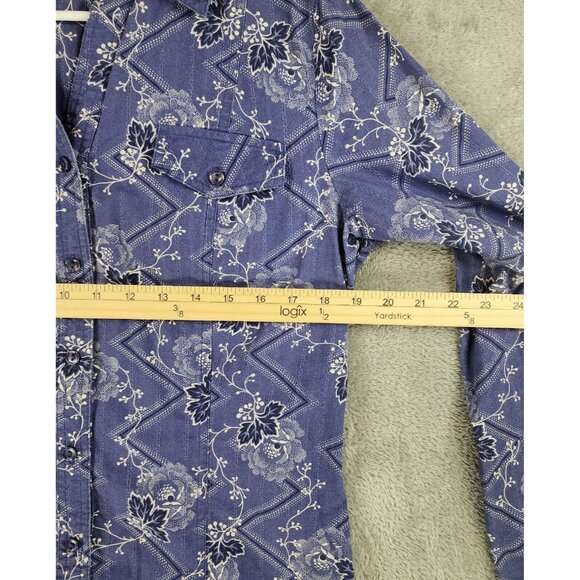 Pendleton Shirt Womens Large Blue Floral Button Up Short Sleeve Vintage Fit - Picture 4 of 9